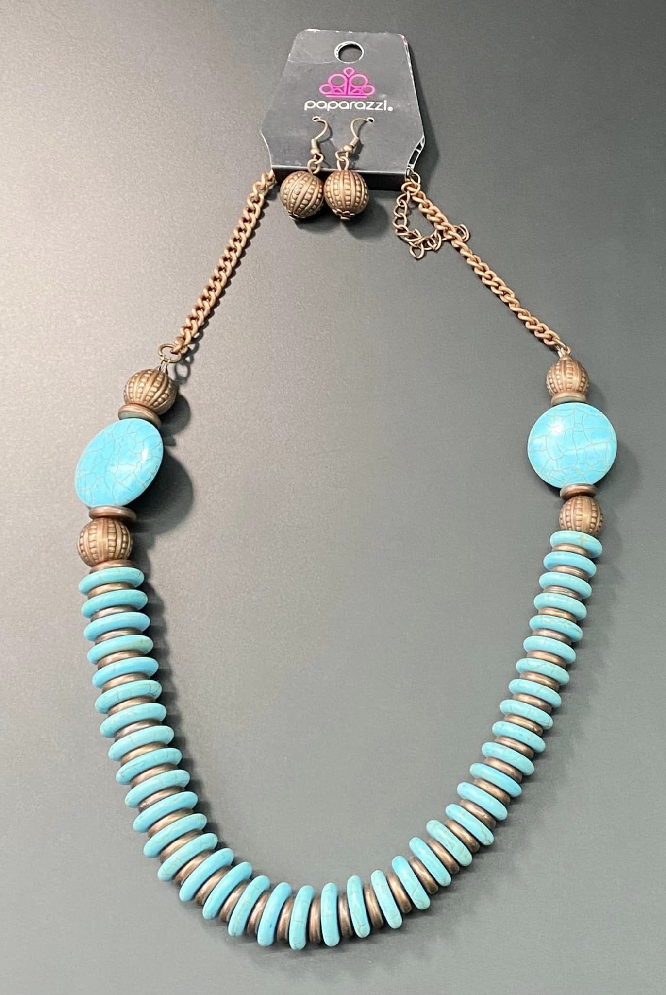 Paparazzi Faux Turquoise Necklace & Earrings Set