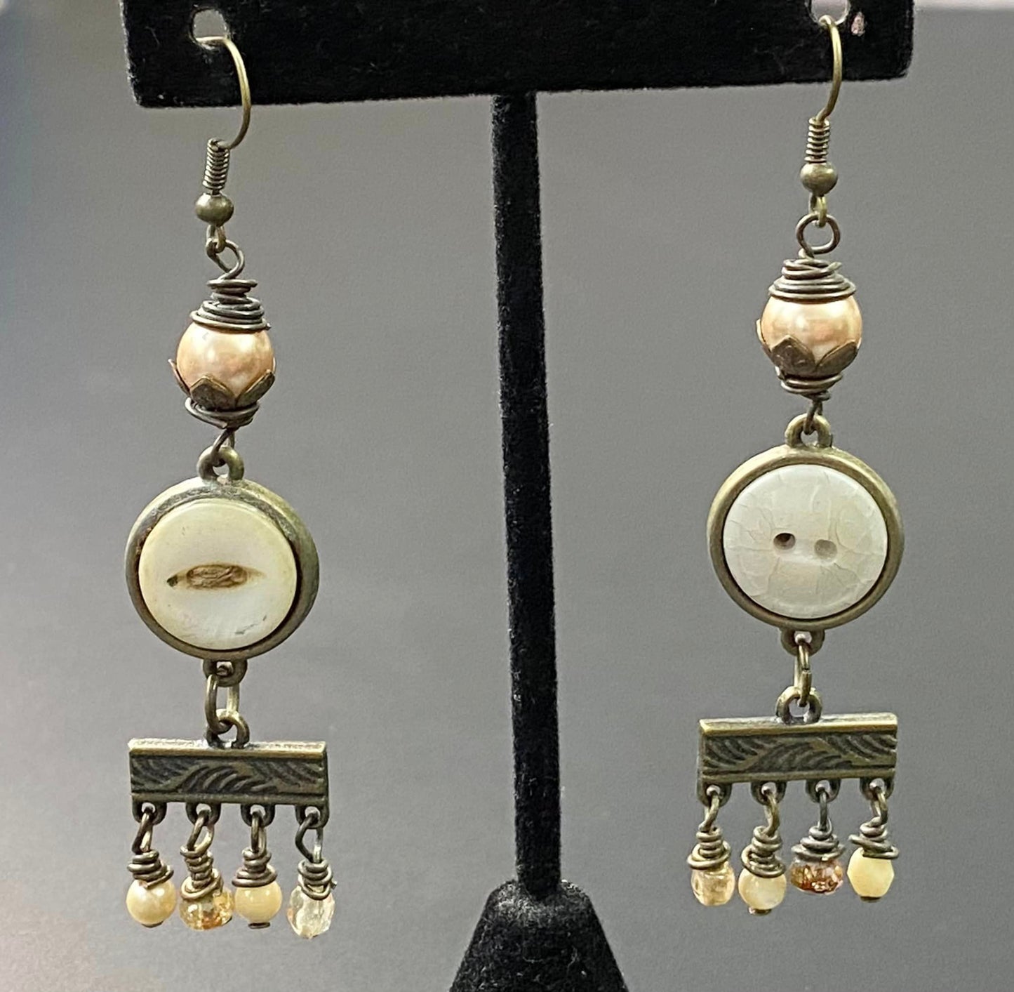 Button Dangle Earrings