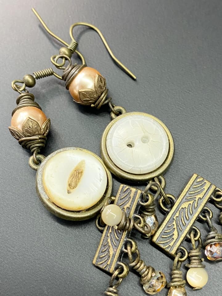 Button Dangle Earrings
