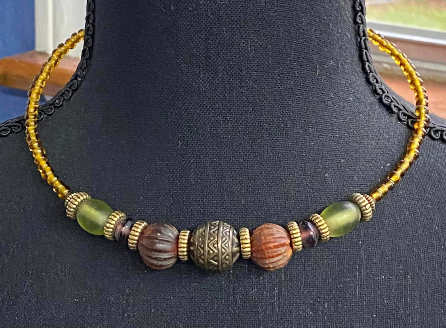 Glass Bead Collar Necklace