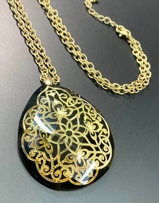 Gold Tone Acrylic Necklace