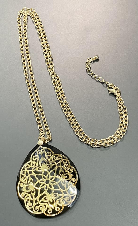 Gold Tone Acrylic Necklace