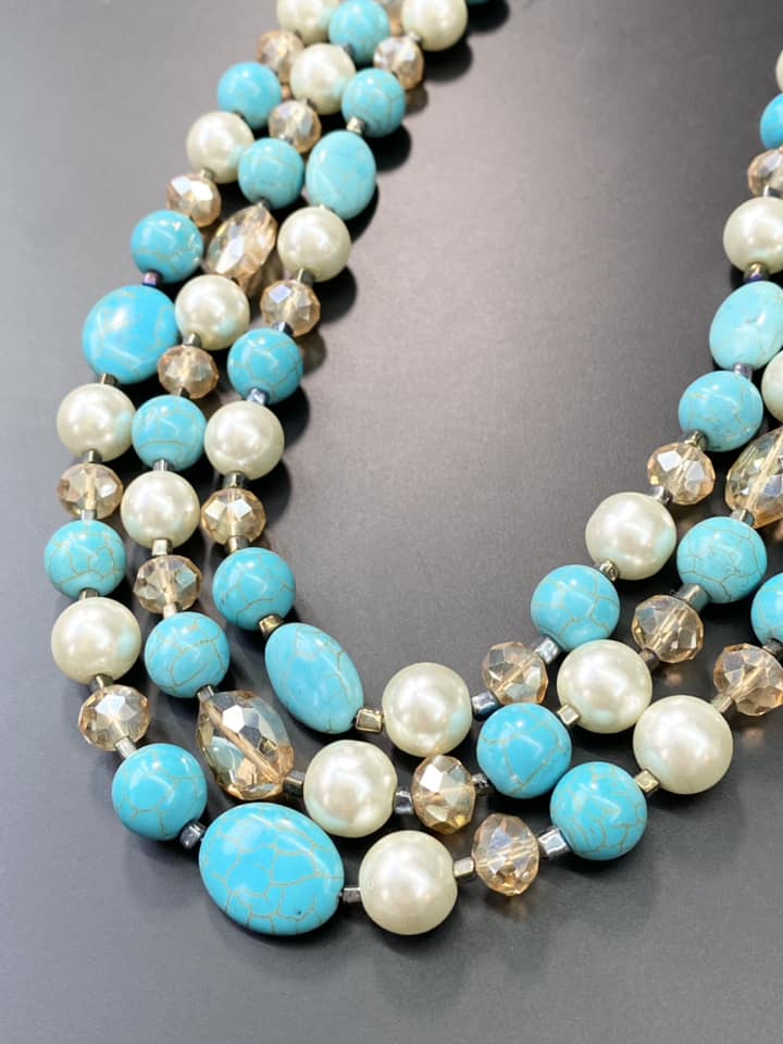 Triple Strand Beaded Necklace