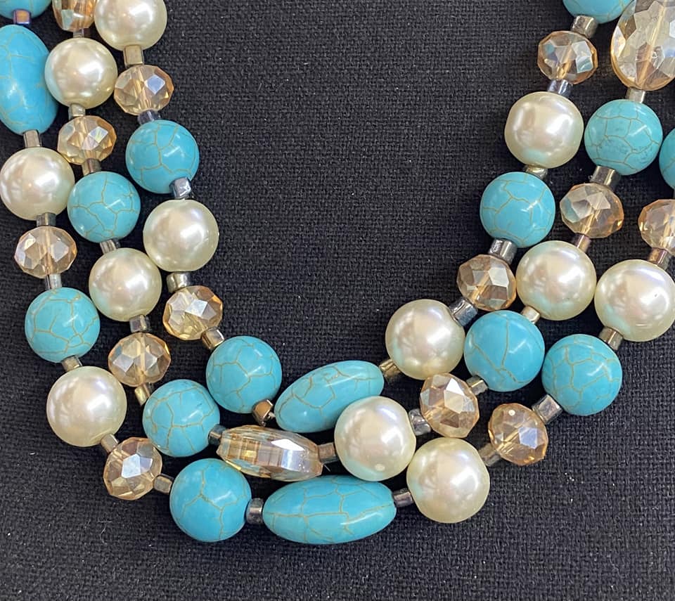 Triple Strand Beaded Necklace
