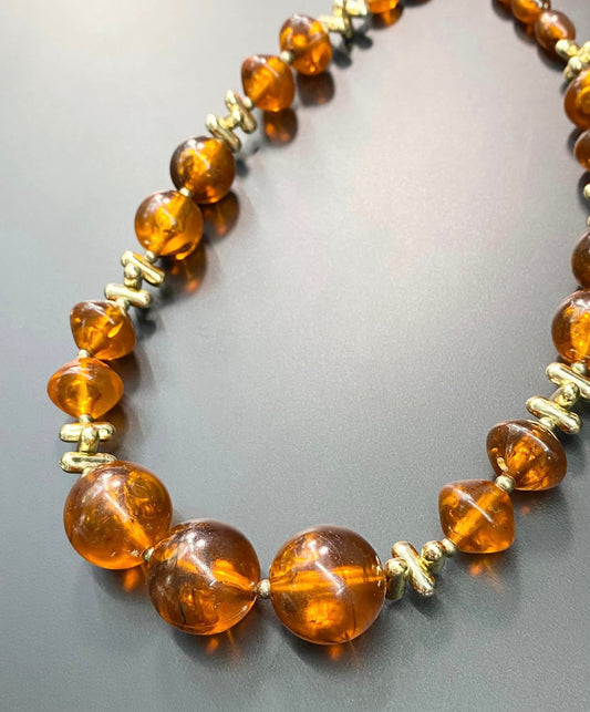 Acrylic amber color bead necklace