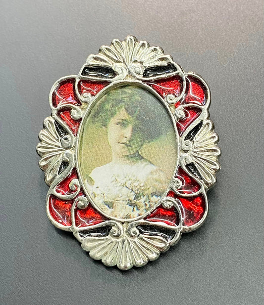 Enamel Picture Frame Brooch