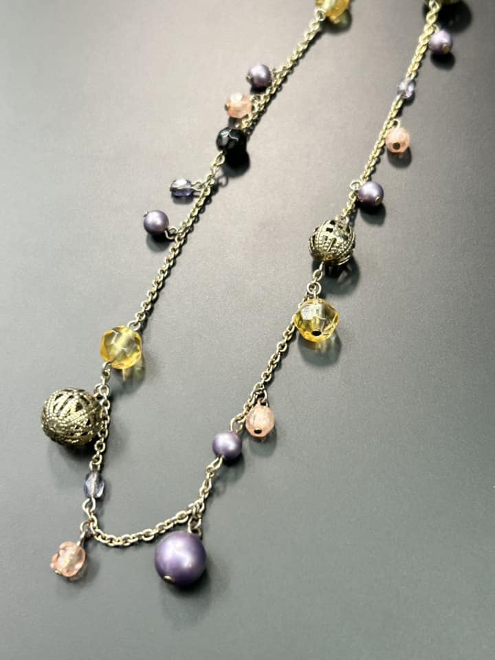 Brass Tone Beaded Necklace