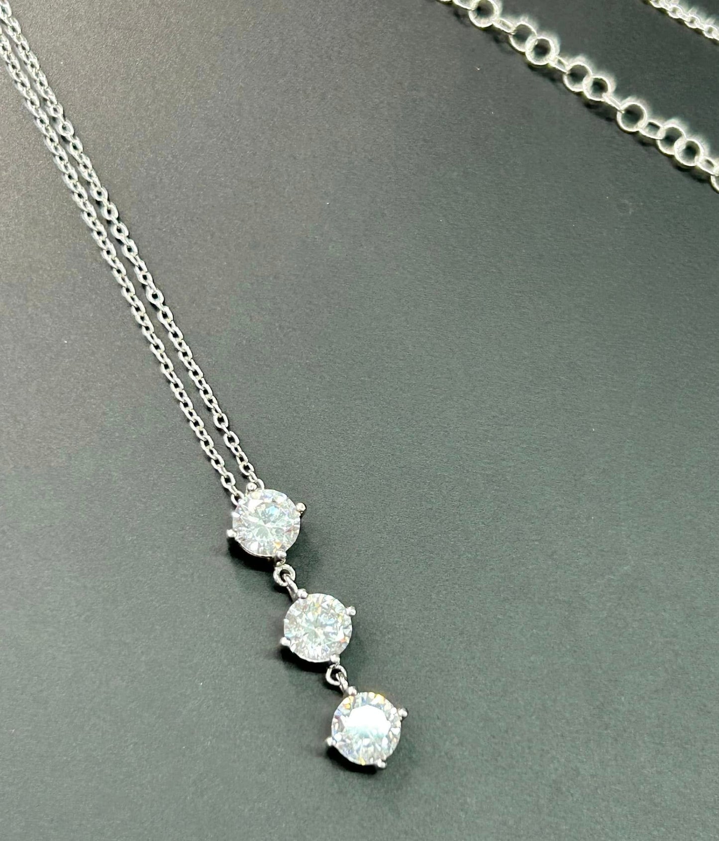 Sterling Silver 3 Stone Necklace