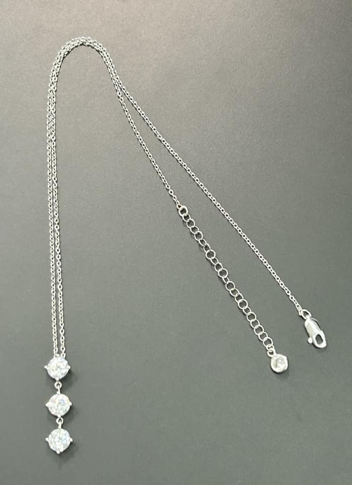 Sterling Silver 3 Stone Necklace