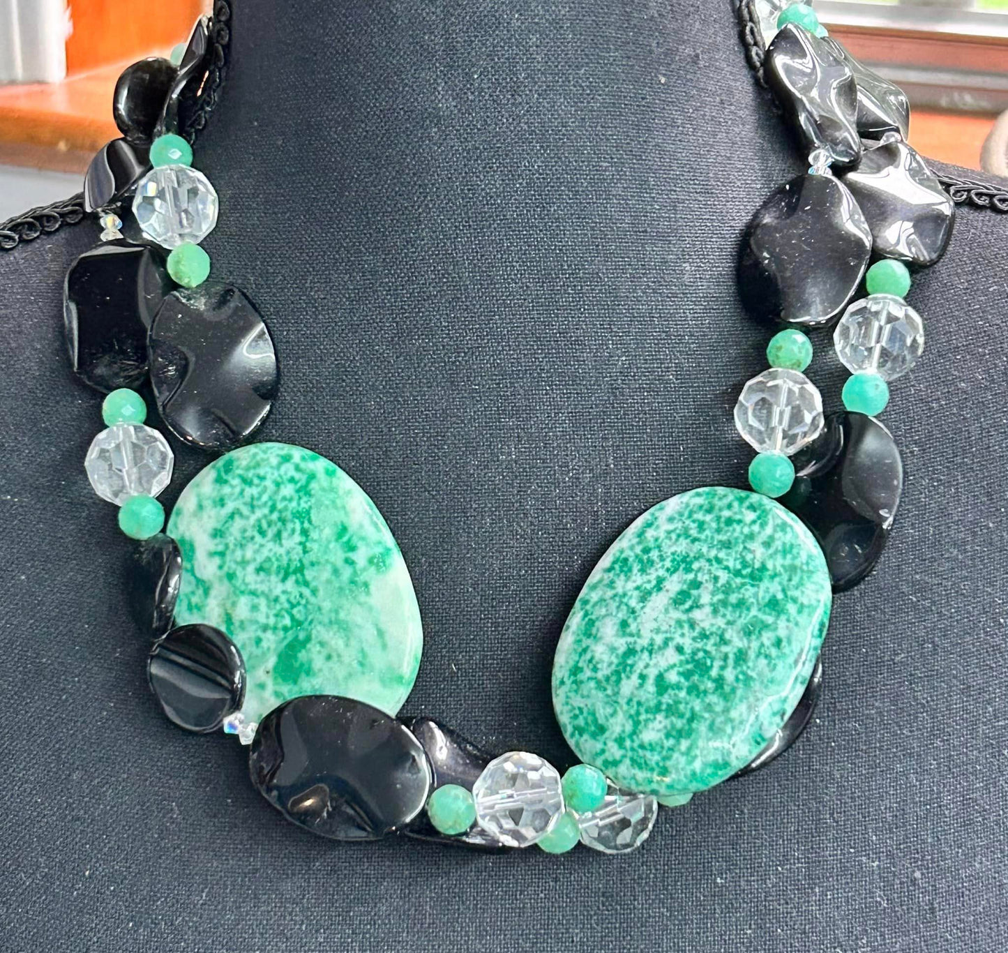 Double Strand Stone & Glass Necklace