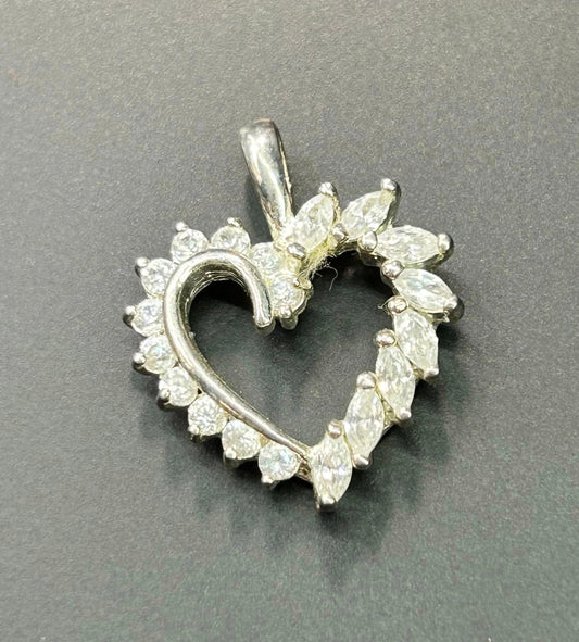 Sterling Silver CZ Heart Pendant