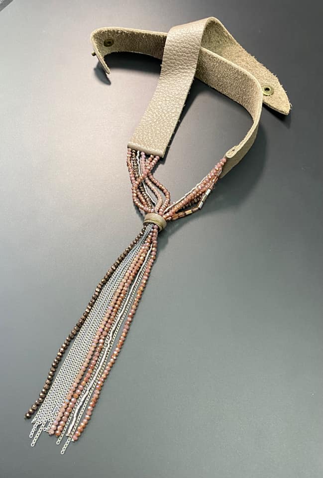 Leather & Glass Bead Necklace