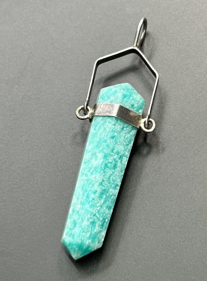 Sterling Silver Amazonite Point Pendant