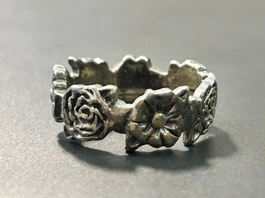 Sterling Silver Flower Band Ring