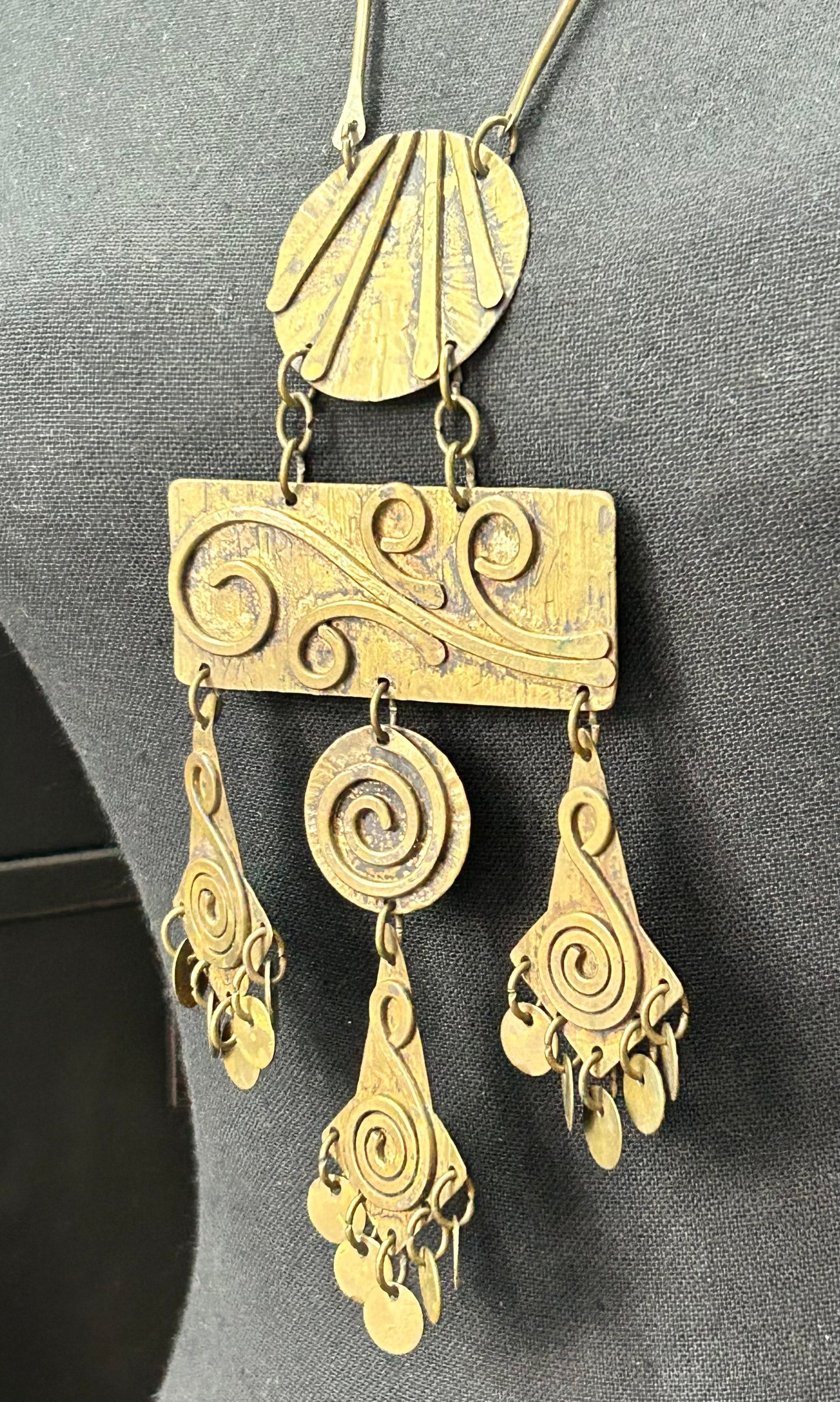 Vintage Modernist Brass Necklace