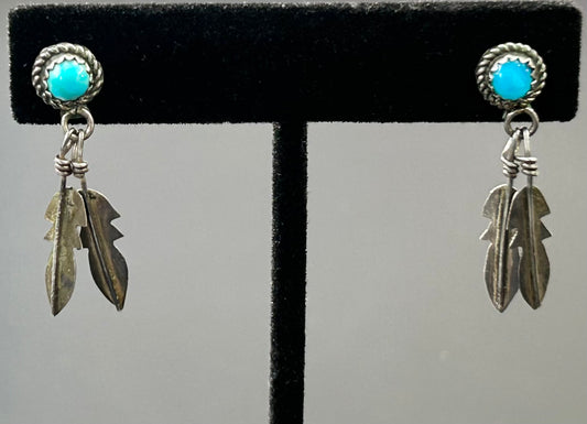 Native American Sterling Silver Feather Earrings