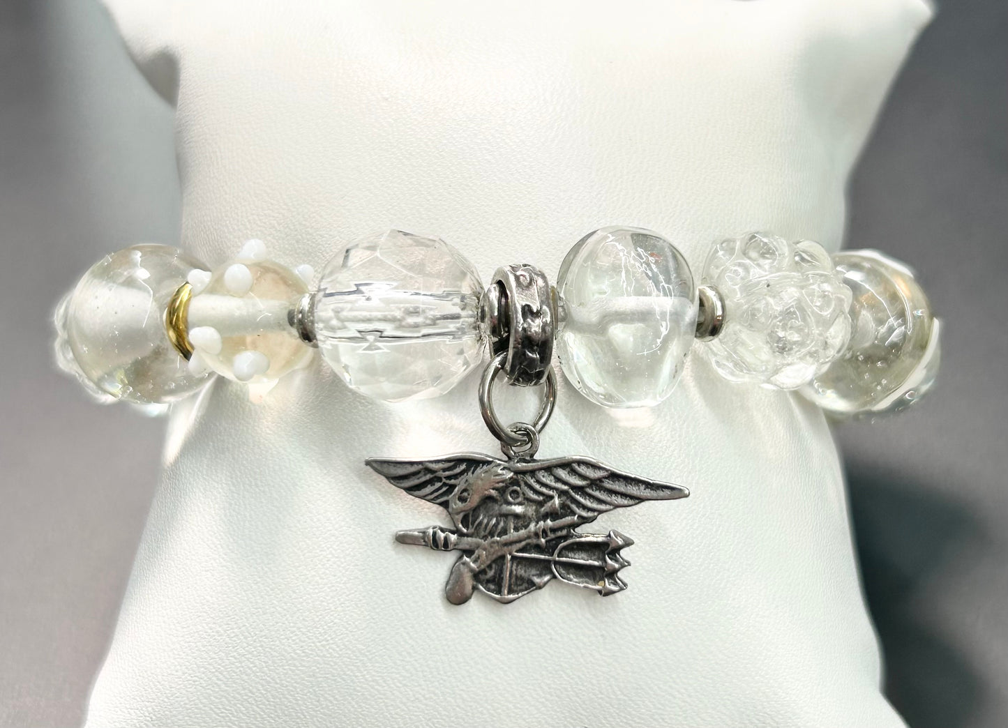 Glass Bead & Eagle Charm Bracelet