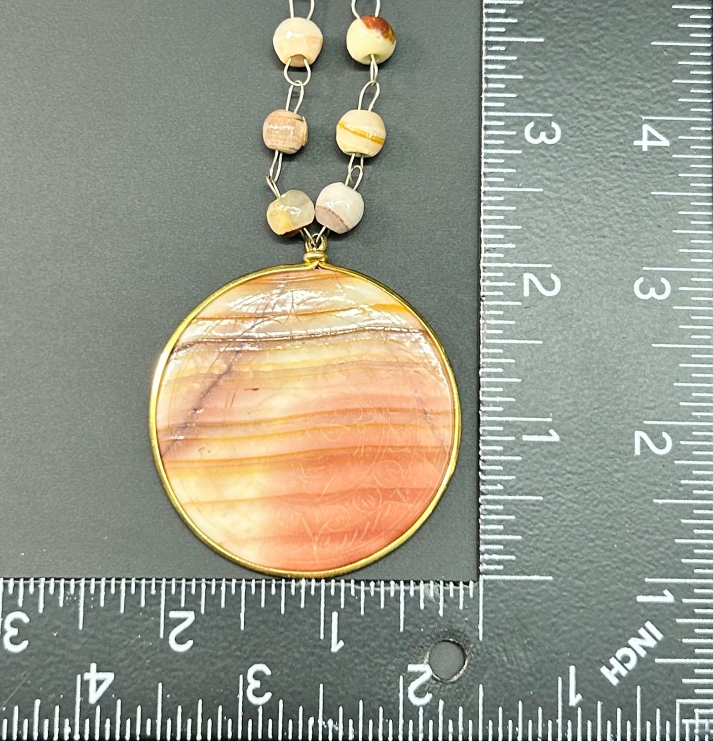 Vintage Natural Onyx Sun Face Necklace