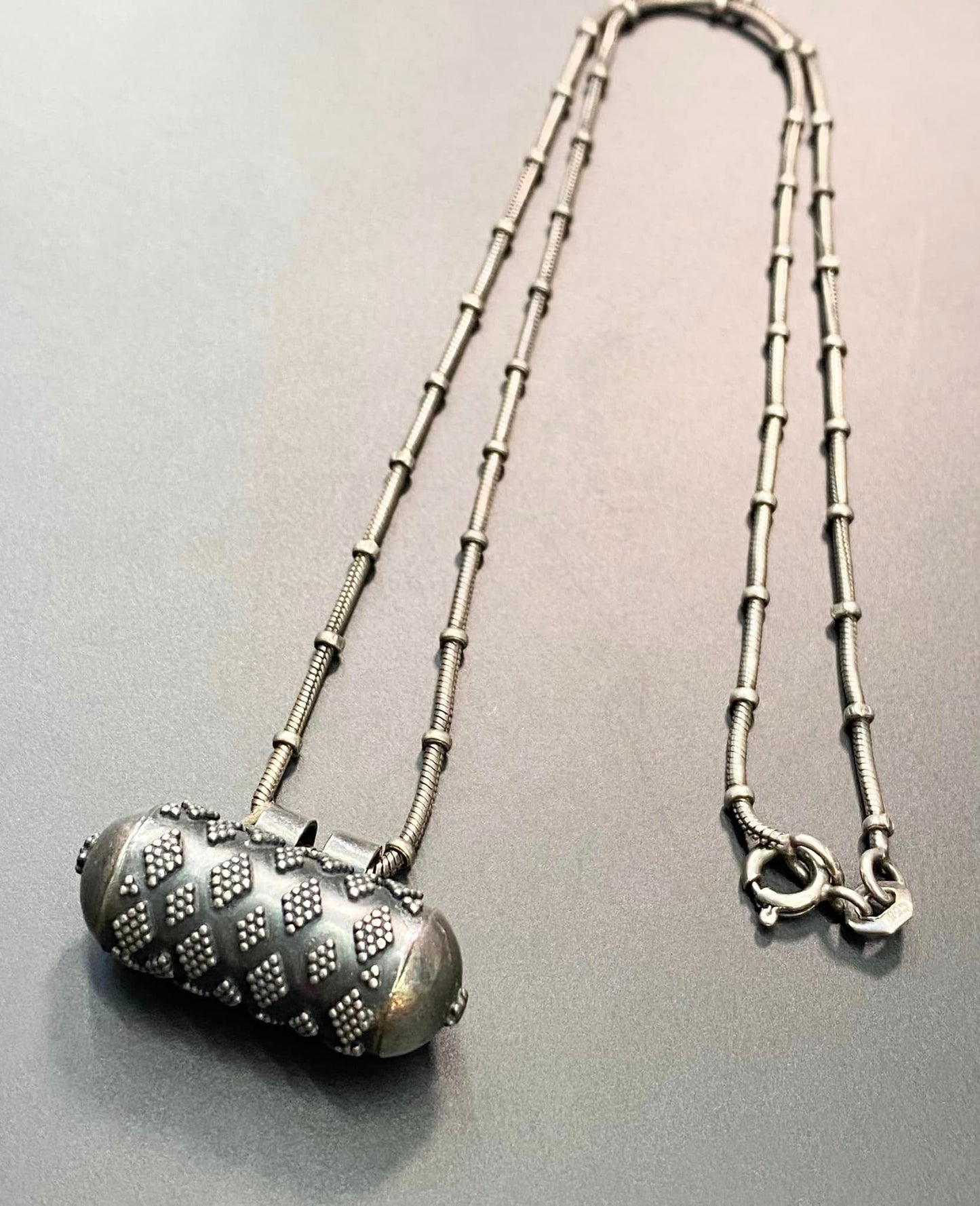 Sterling Silver Barrel Pendant Necklace