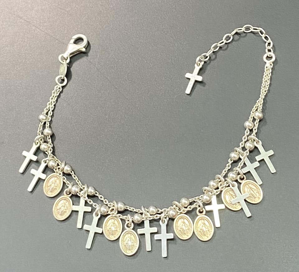 Dyadema Italy Sterling Silver Religious Charm Bracelet