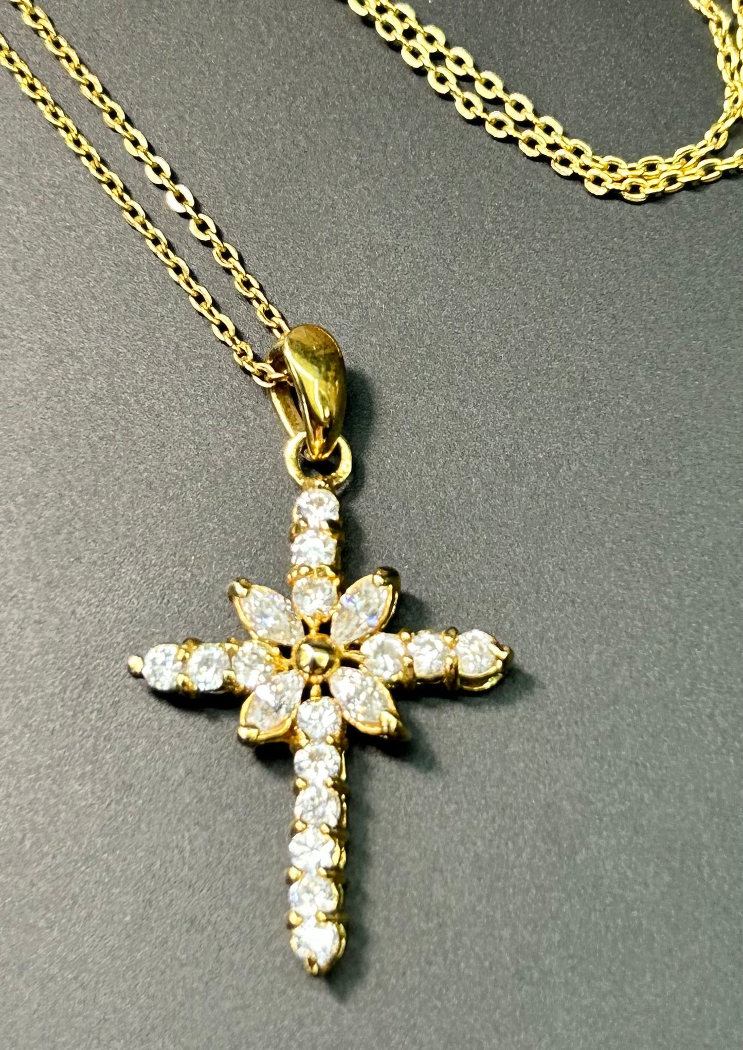 CFJ 14K Gold Electroplated Cross Necklace