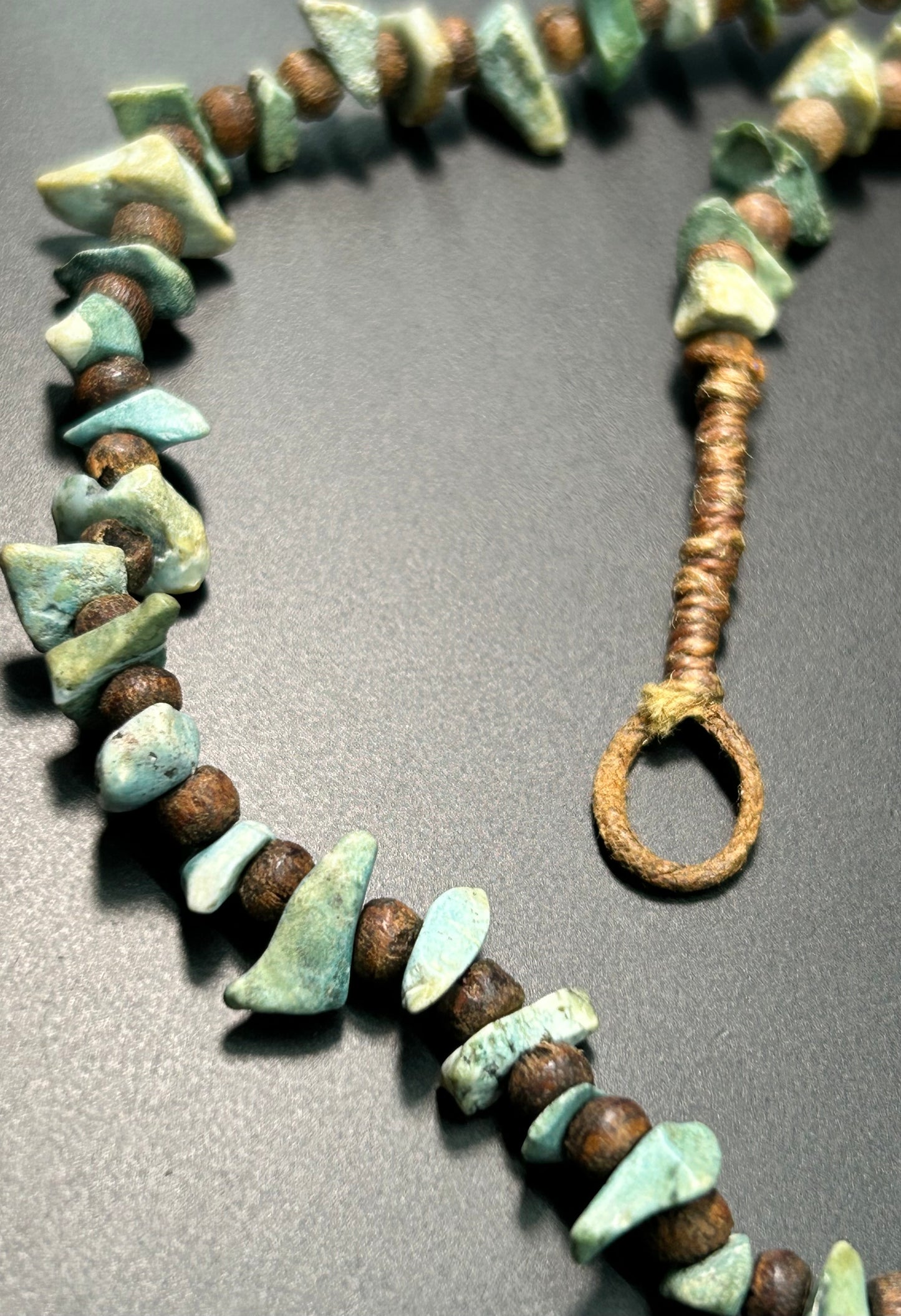 Turquoise & Wood Chip Necklace