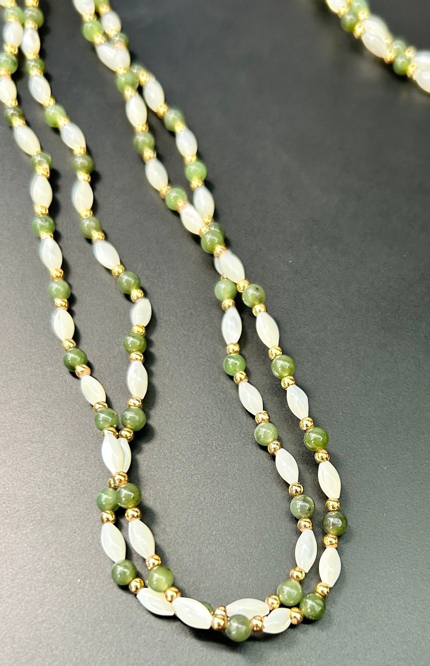 2 MOP & Nephrite Necklace
