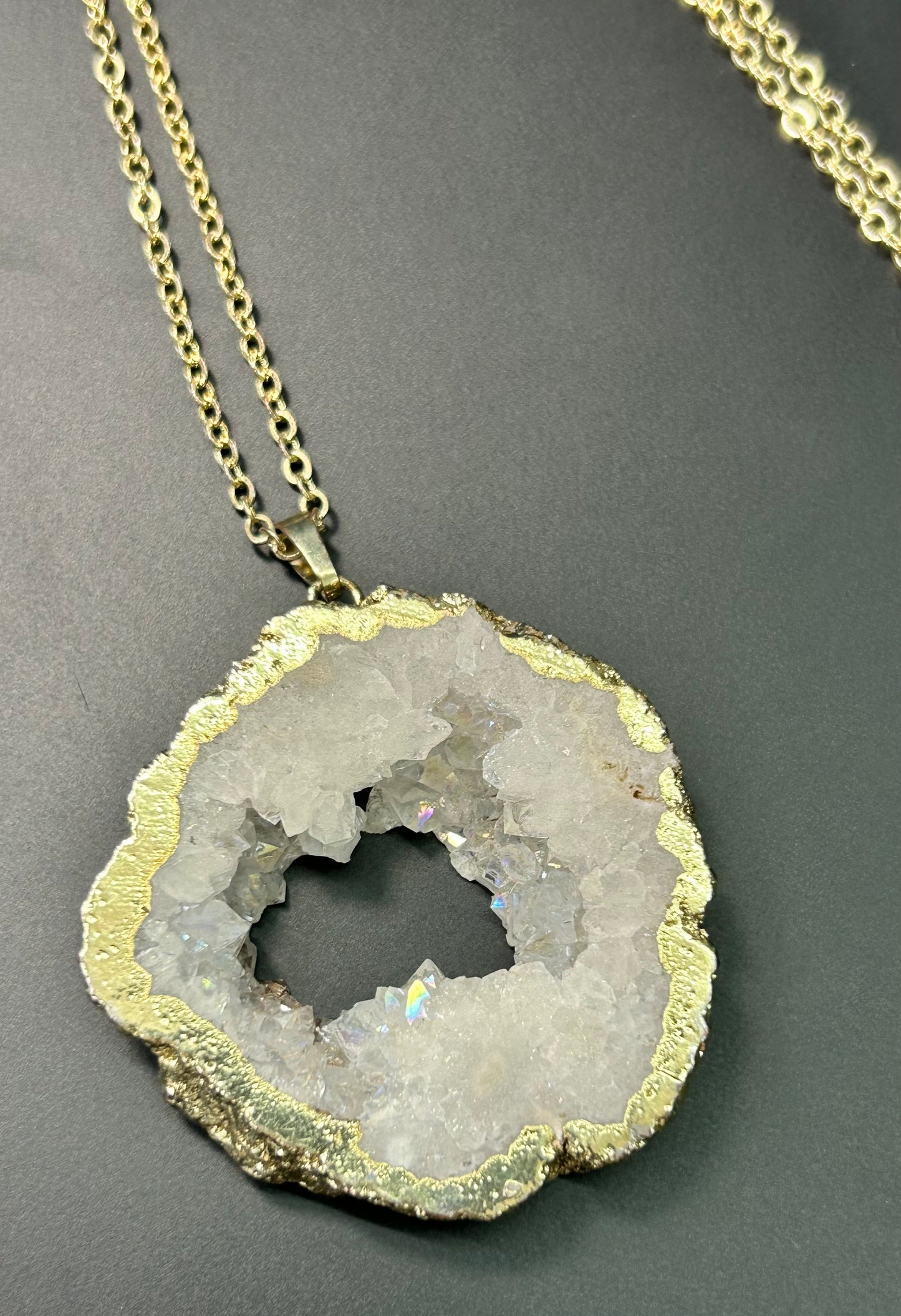 Gold Tone Geode Necklace