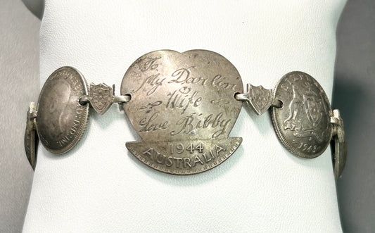 Vintage Australian Engraved Coin Bracelet