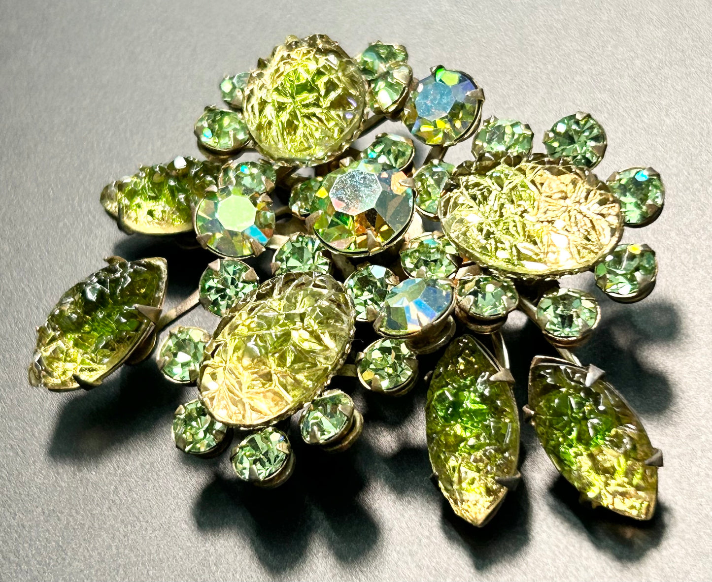 Vintage AB & Givre Rhinestone Brooch