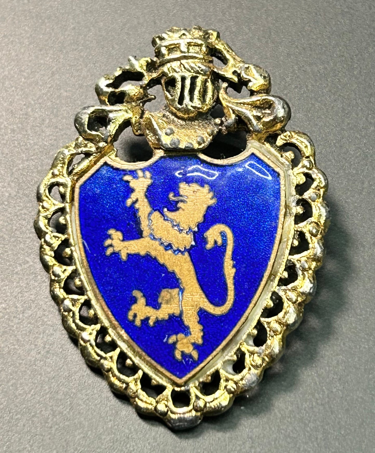 Vintage Heraldic Crest Brooch