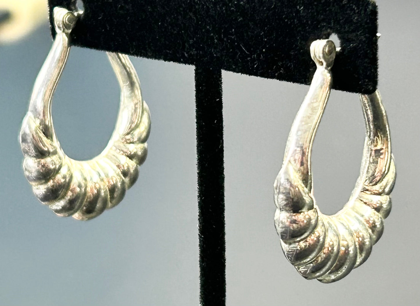 Sterling Silver Scalloped Hoop Earrings