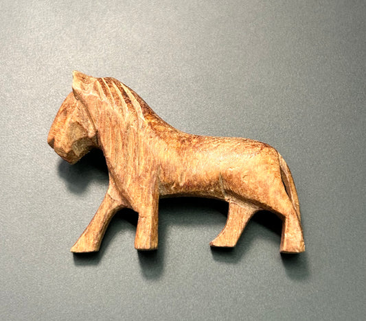 Wood Lion Brooch