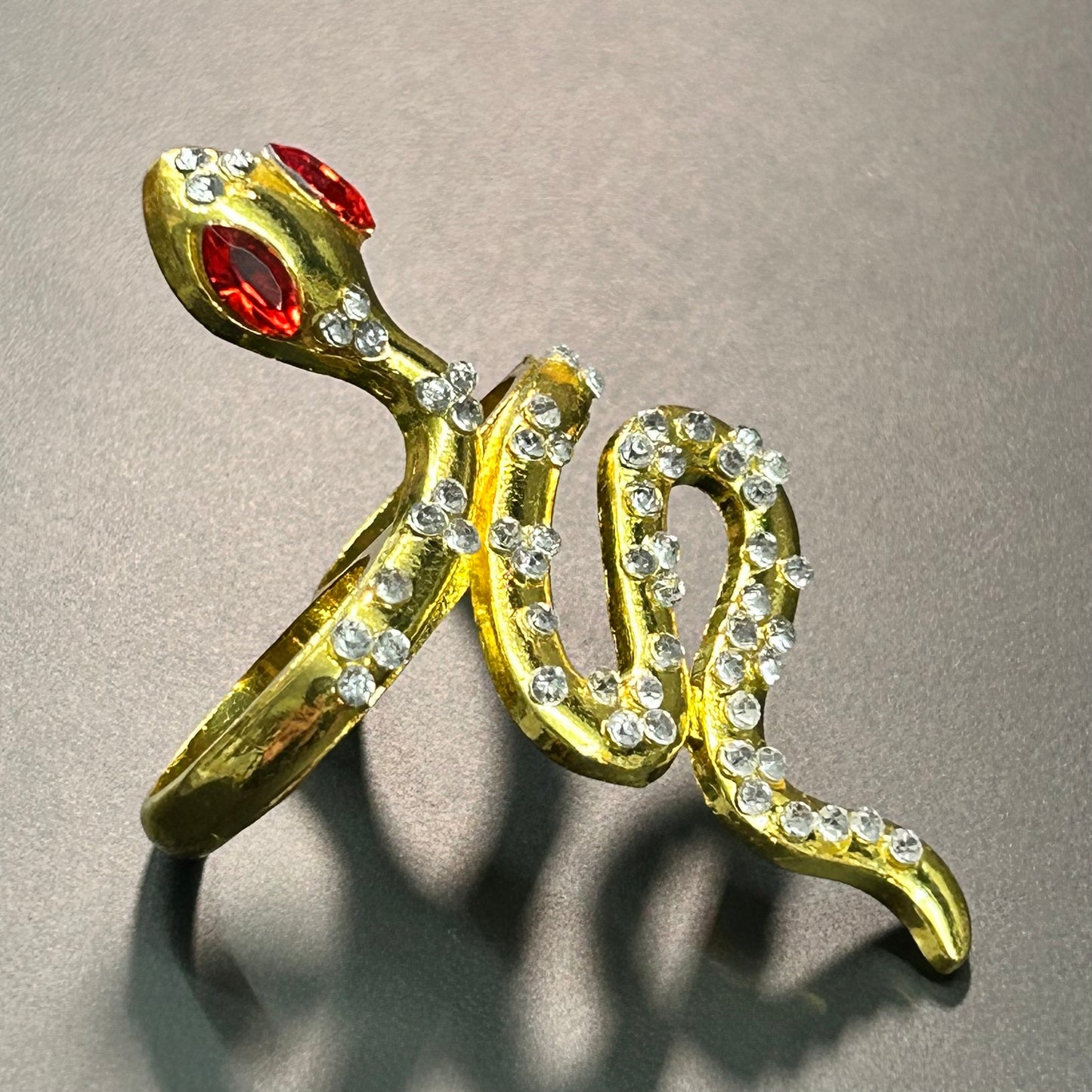 Rhinestone Snake Double Ring