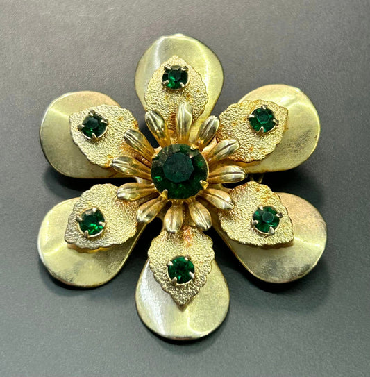 Rhinestone Flower Brooch