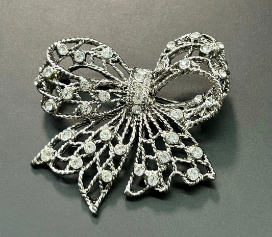 Rhinestone Bow Brooch