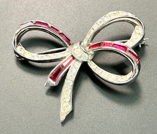 Boucher Rhinestone Bow Brooch