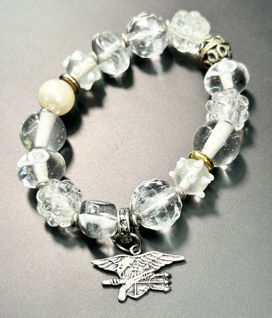 Glass Bead & Eagle Charm Bracelet