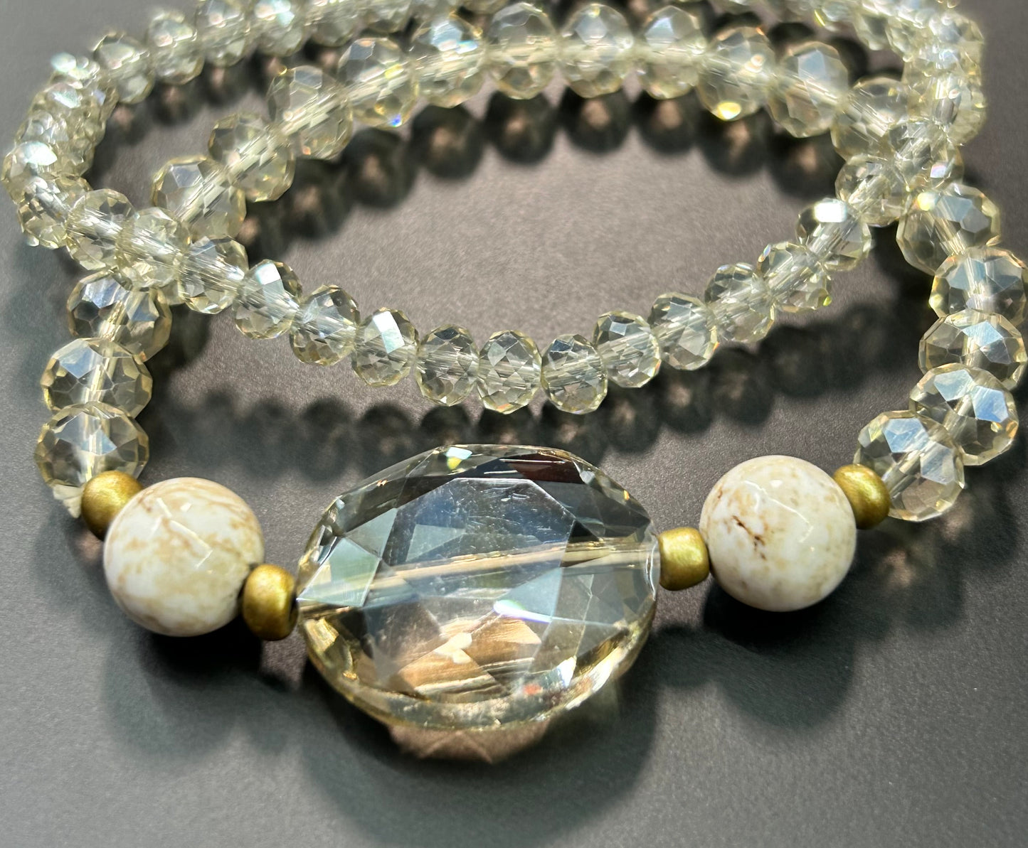 2 Faceted Glass & Stone Bracelet