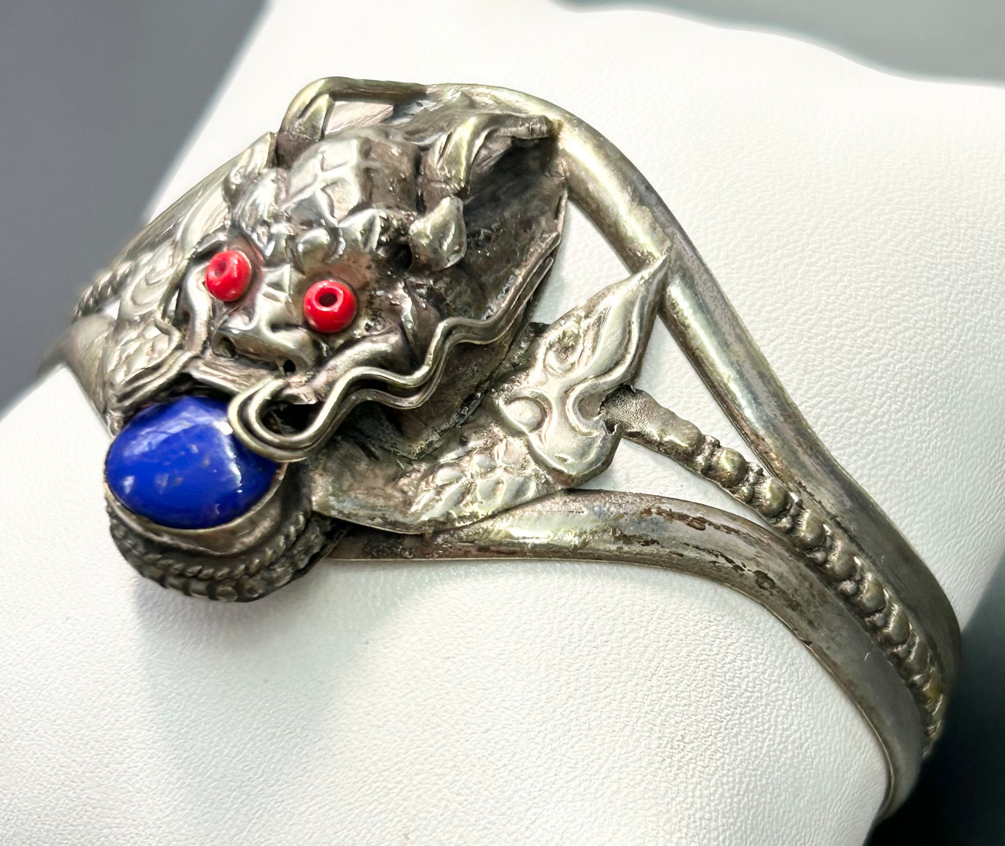 Tibetan Silver Ornate Dragon Bracelet