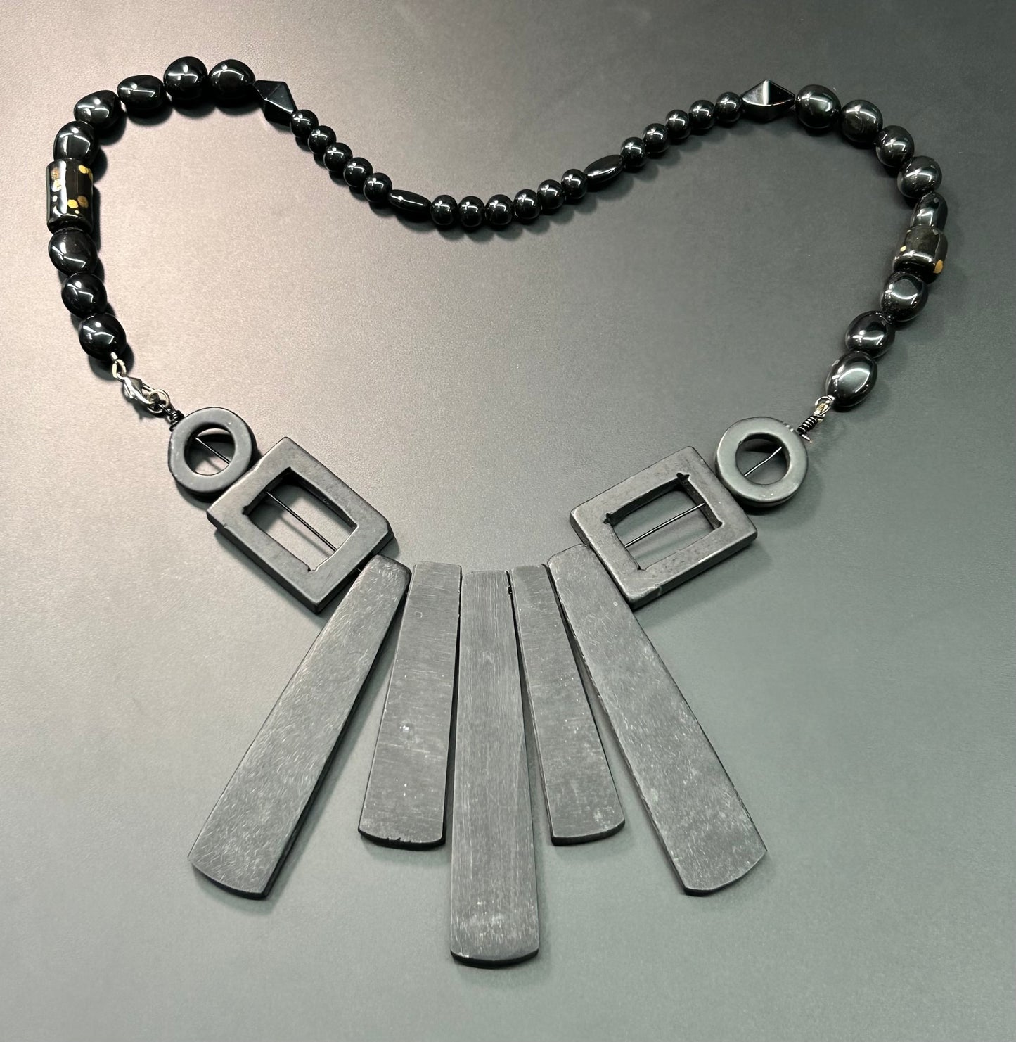 Waxed Wood & Glass Necklace