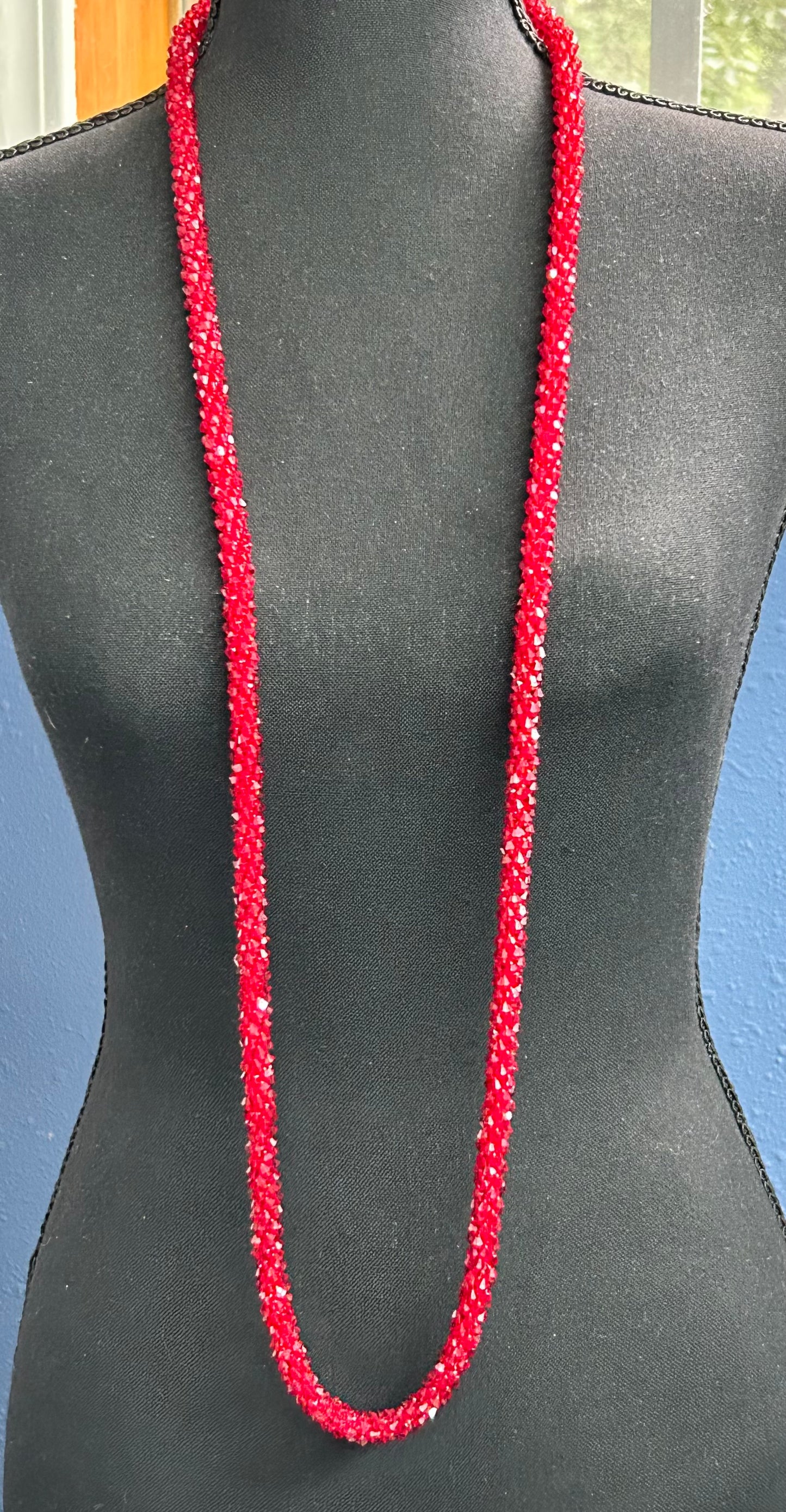 Long Faceted Glass Necklace