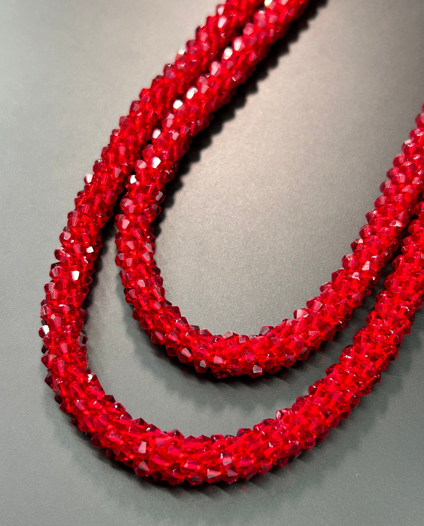 Long Faceted Glass Necklace