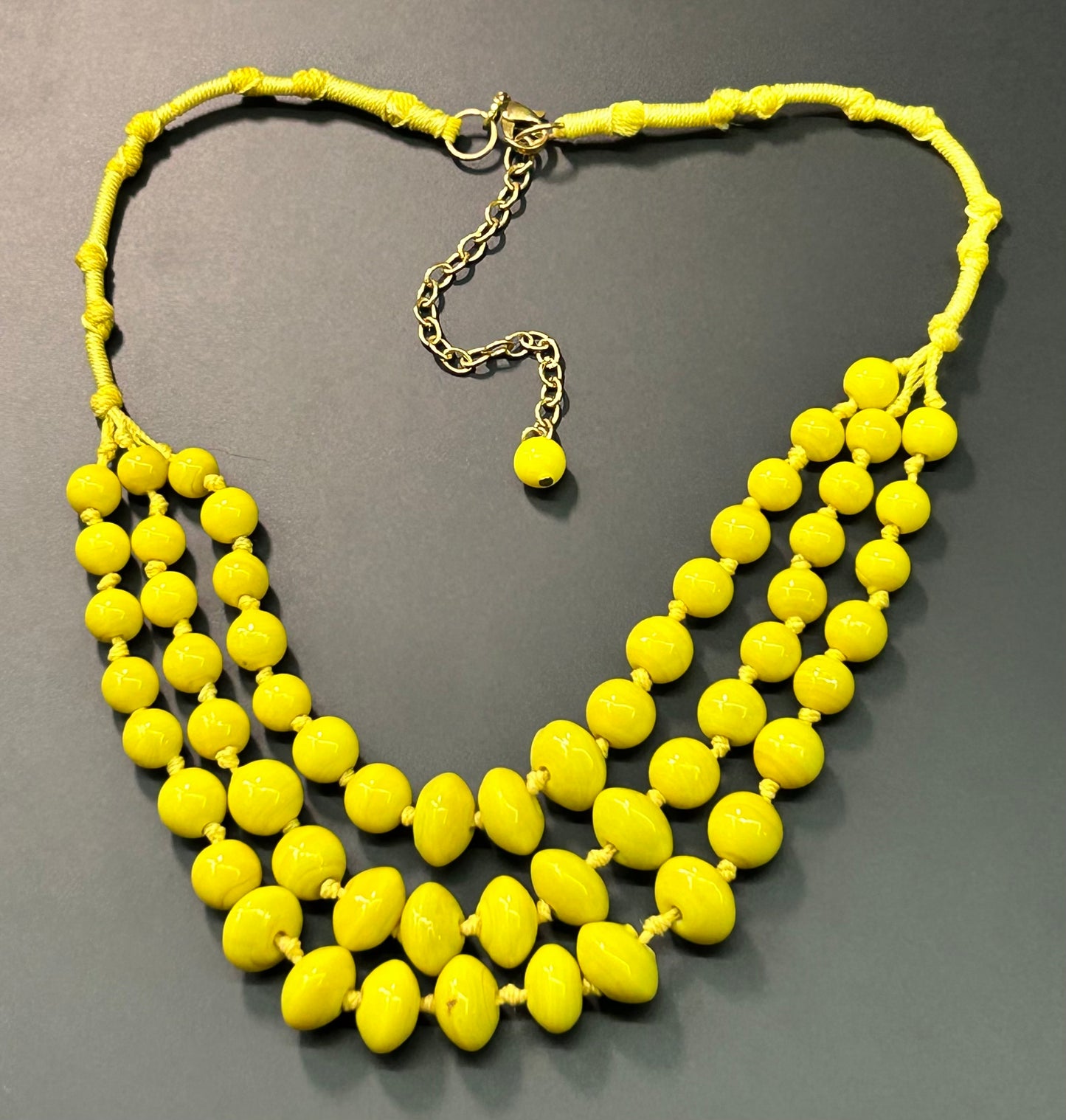 Vintage Yellow Glass Necklace
