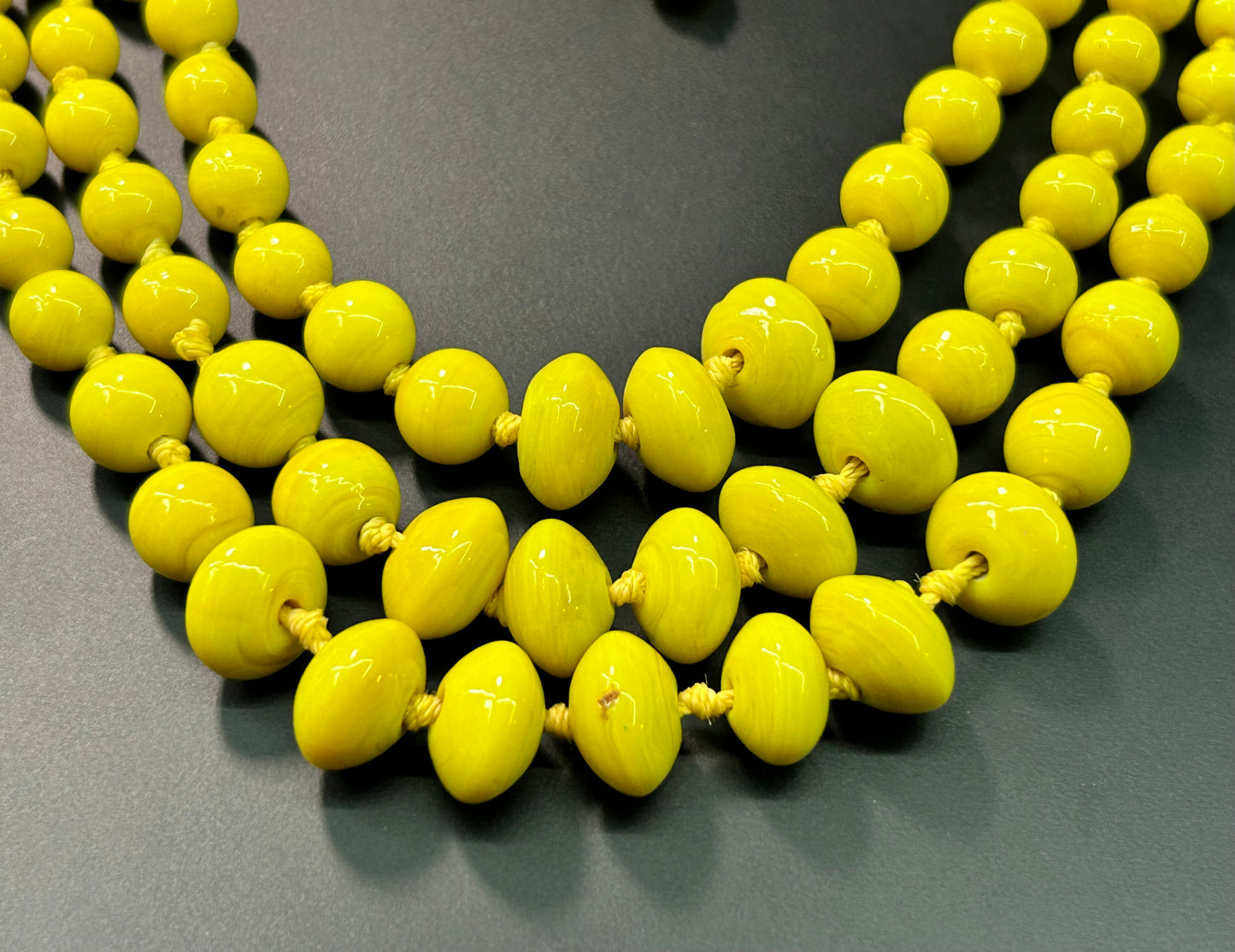 Vintage Yellow Glass Necklace