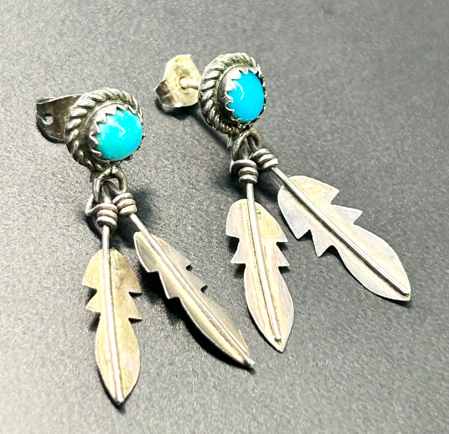 Native American Sterling Silver Feather Earrings