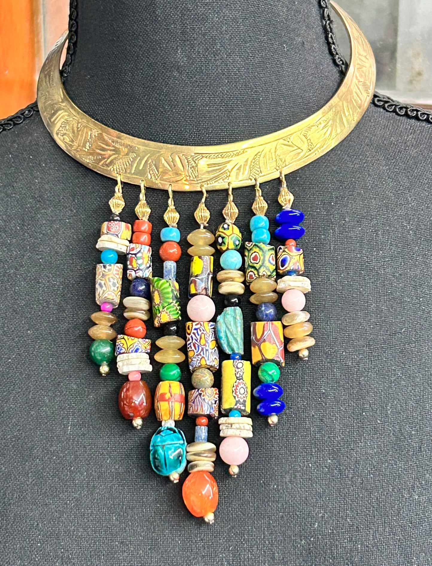 Brass Tribal Bead Necklace