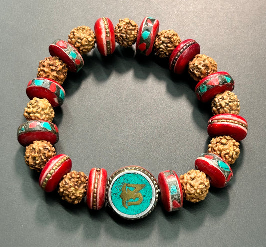 Tibetan Rudraksha Om Bracelet