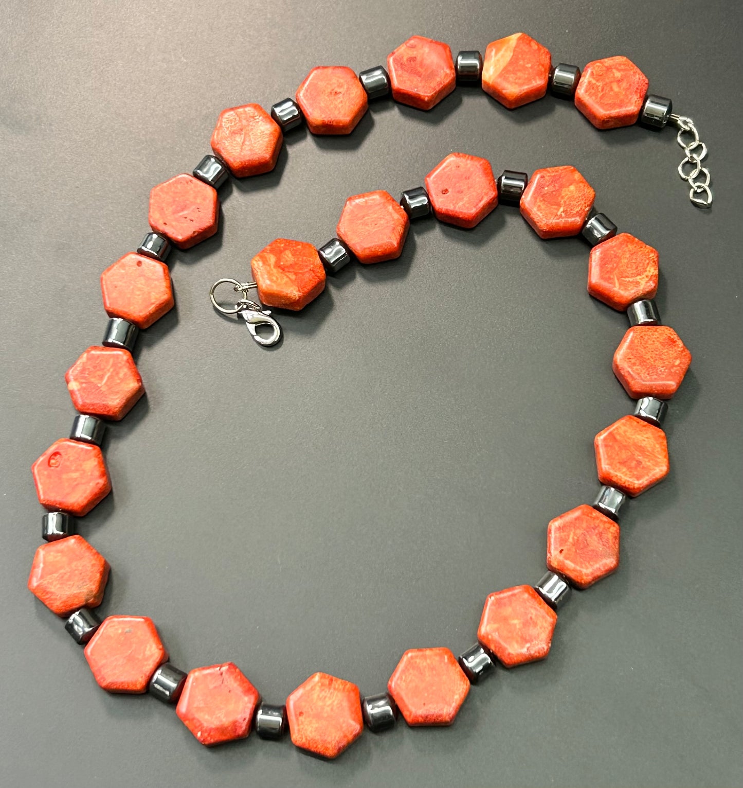 Sponge Coral & Hematite Necklace