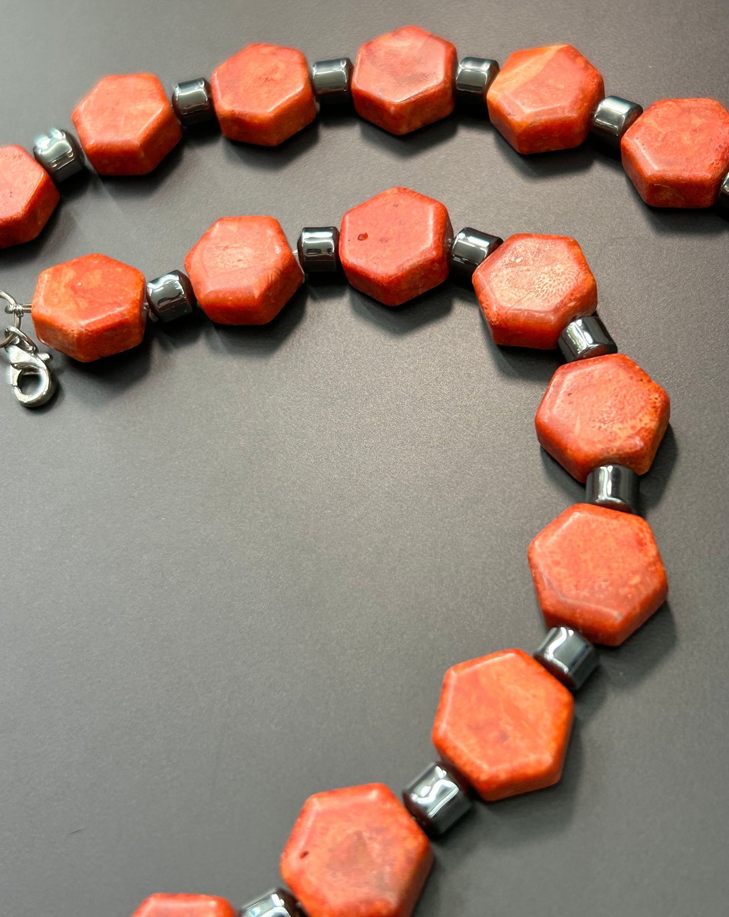 Sponge Coral & Hematite Necklace